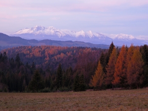 Wschód Słońca z widokiem na Tatry (Polana Litawcowa)